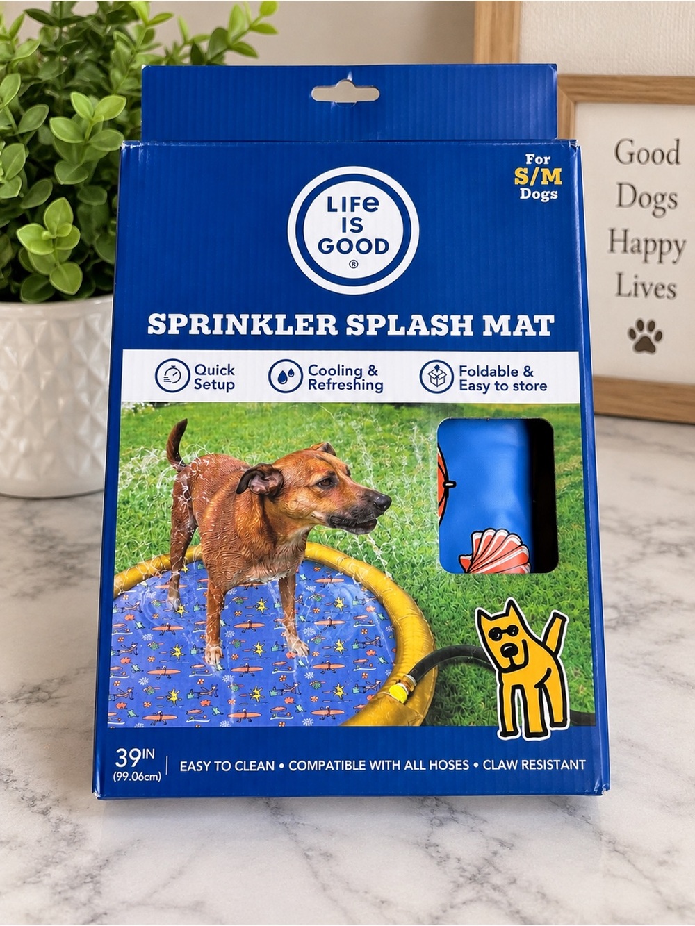 Life Is Good Blue Sprinkler Splash Mat for Dogs